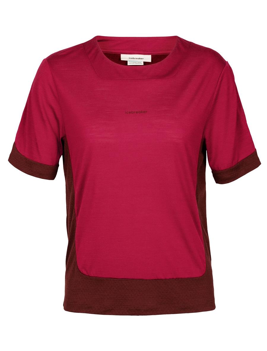 Cherry / Espresso Women's Icebreaker ZoneKnit™ Merino Short Sleeve Boxy T Shirts | USA 1588FDNM